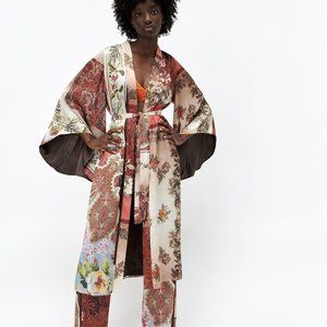 Zara Patchwork Printed Kimono Multicolored